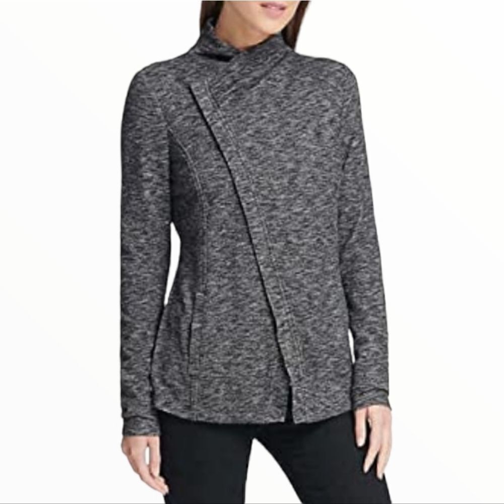 G.H. BASS & CO. KNIT ZIP CARDIGAN IN BLACK COMBO SZ. S